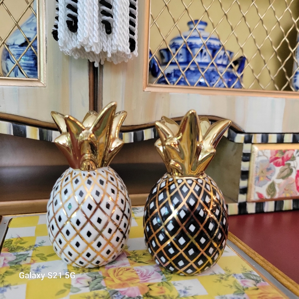 Mackenzie Childs Pineapple Salt And Pepper Shakers